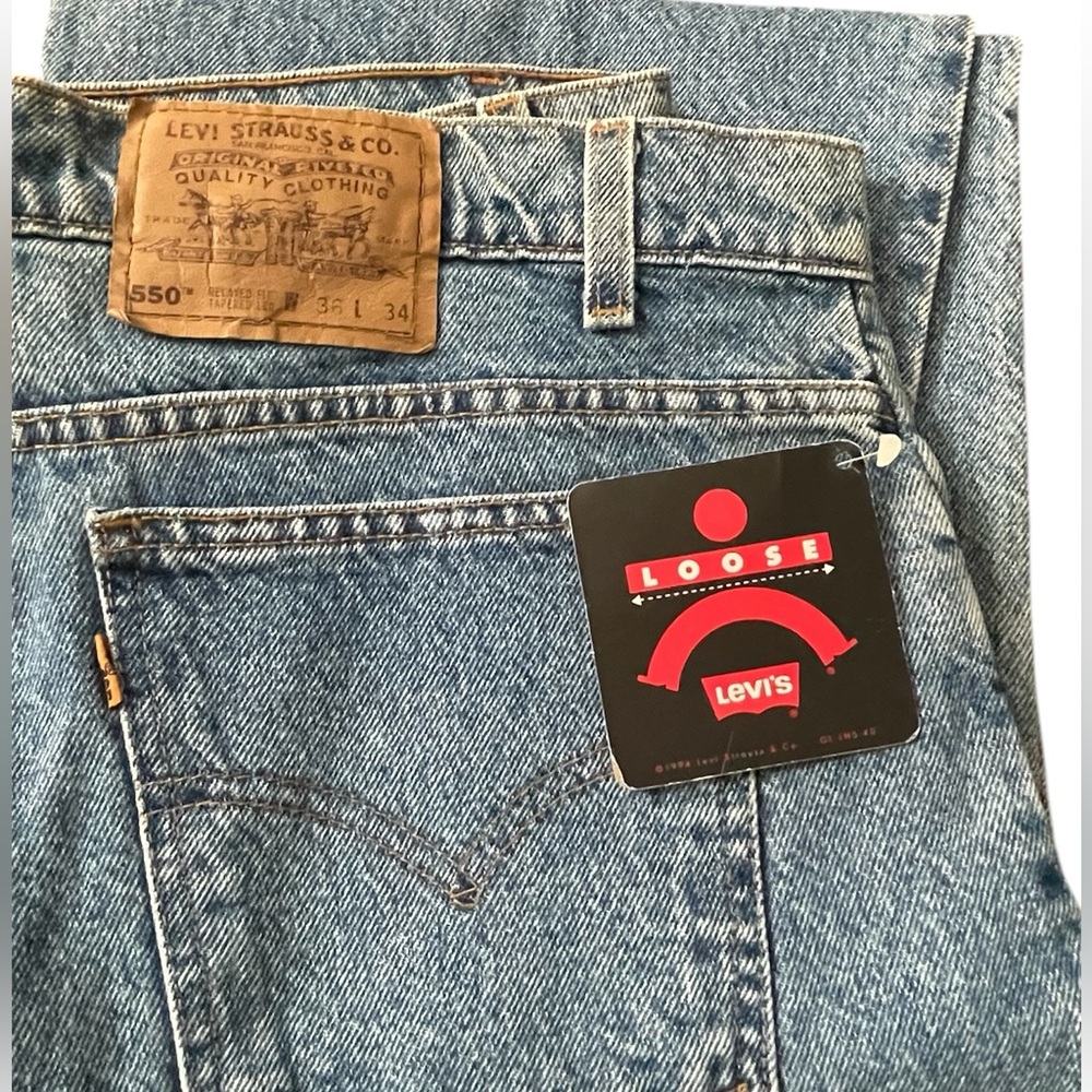 Vintage Levis 550 Jeans 36x34  90’s Loose Fit Skater Jeans Orange Tag